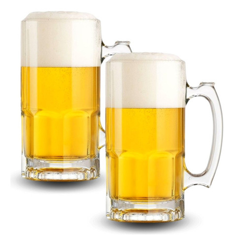 Vasos Para Cervezas Frescas En Vidrio De Diseño Set X2