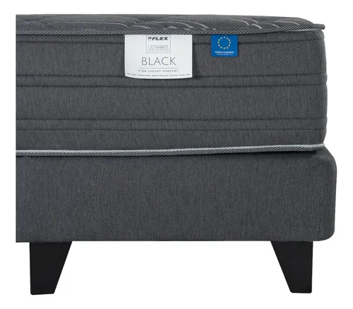 Cama Europea Top Black Flex 1,5 Pl + Resp Modern Velador Rov