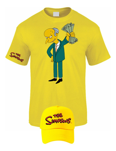 Camiseta Manga Corta Montgomery Burn Simpson Obsequio Gorra 