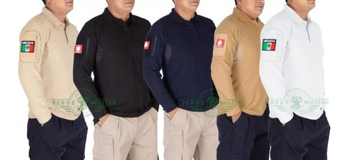 Playera Polo Camisa Tactica De Combate Manga Larga Para Parches E Insignias Uniforme De Trabajo Vestir Casual Policía  