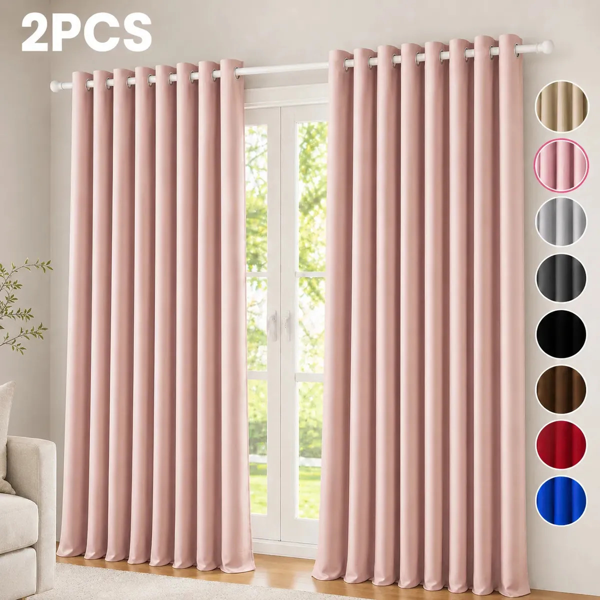 Cortinas para Recamara Sala Rosas Blackout 280x215 cm 2 Paneles Cortina Black Out Aislamiento Termico Reduccion de Ruido