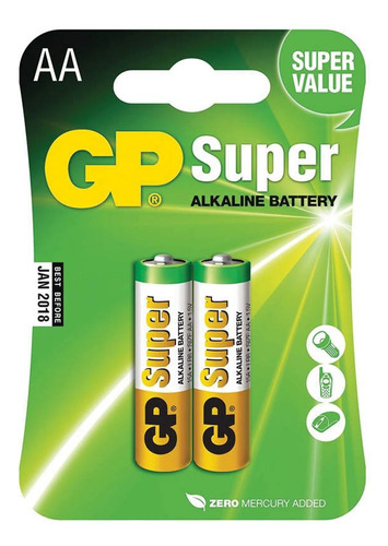 Pilha Alcalina Aa Pequena 1.5v C/ 2un Gp Batteries