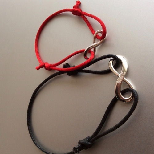 Imagen 7 de 9 de Pareja Pulsera Símbolo Amor Infinito Mini Y Grande Plata Ley