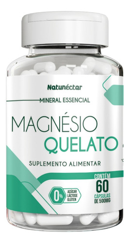 Magnésio Quelato 350mg 60 Cápsulas - Natunéctar