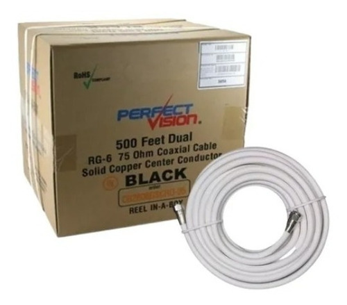 Imagen 2 de 2 de Rollo 50 Metros Cable Coaxial Rg6 Blanco, Inter, Movistar