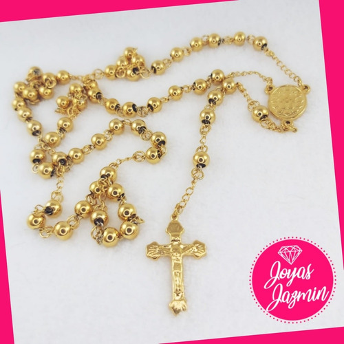 Rosario Acero Quirurgico Dorado
