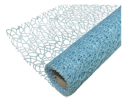 Rollo De Malla Tela Telaraña Ramo Flores Papel Coreano 3028 Celeste Telaraña