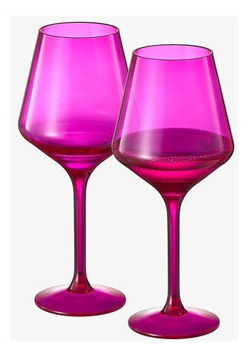 Copas Vino Irrompibles Color Rosa Intenso Juego 2 Vasos Trit