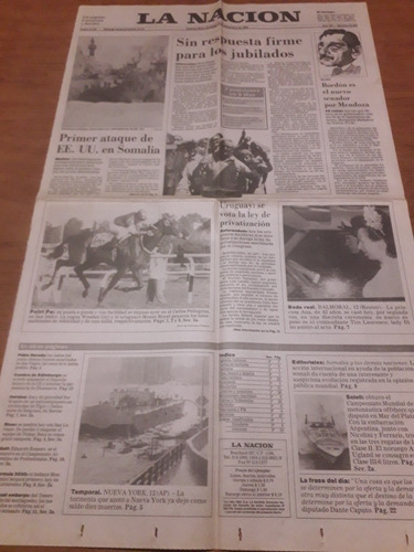 Tapa Diario La Nación 13 12 1992 Aduana Turf Bordón Mendoza 