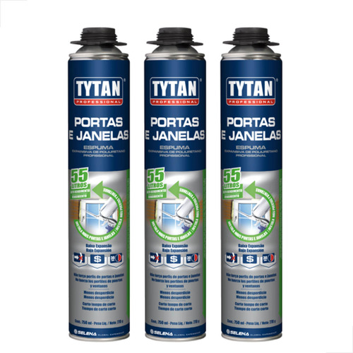 Espuma Expansiva Tytan Portas E Janelas 770g 750ml Kit 3 Un