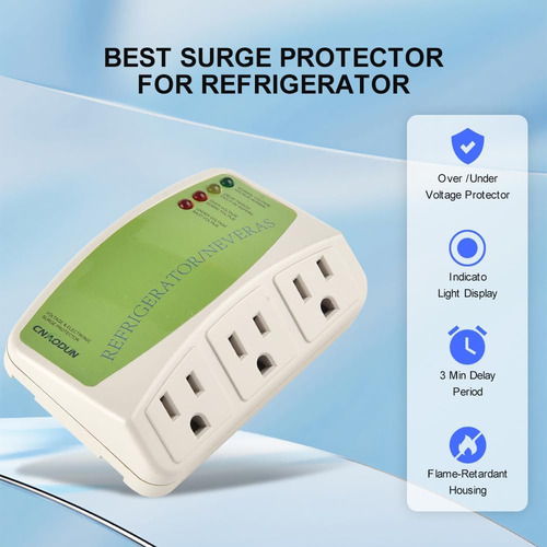 Protector De Sobretensiones Refrigerador, 3 Tomas, Prot...