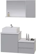 Comprar Kit Gabinete Banheiro - Armário+cuba+espelheira Cross 80cm Cor do móvel Branco\u002FCinza
