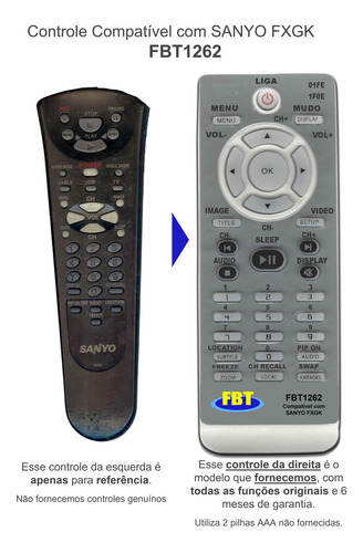 Controle Compatível P/ Sanyo Fxgk Fbt1262