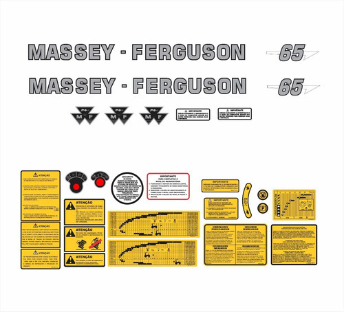 Adesivos Compatível Massey Ferguson Mf 65 + Etiquetas R463 Cor PADRÃO