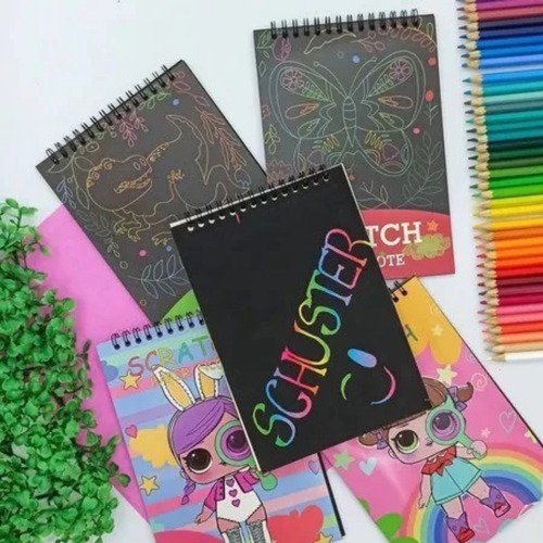 Bloco Caderno Desenho Papel Mágico Colorido Kit 5 Pçs