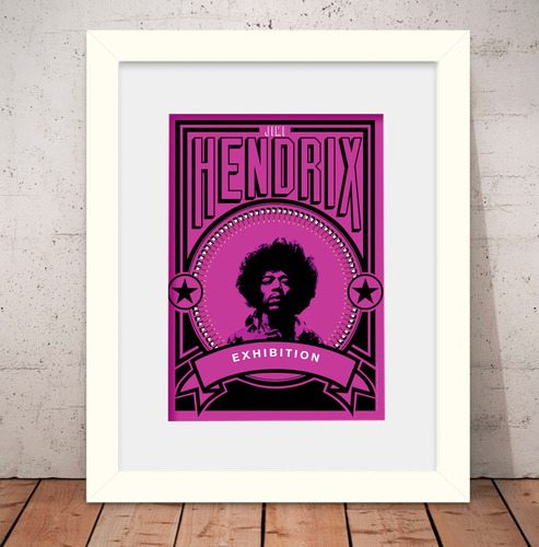 Quadro Jimi Hendrix Rock 56x46cm Vidro + Paspatur W1175