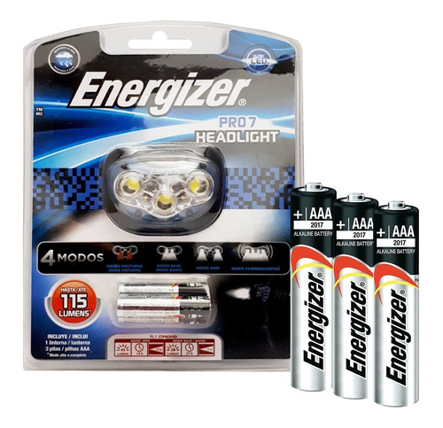 Linterna + Pilas Energizer Led De Cabeza Manos Libres 7 Leds