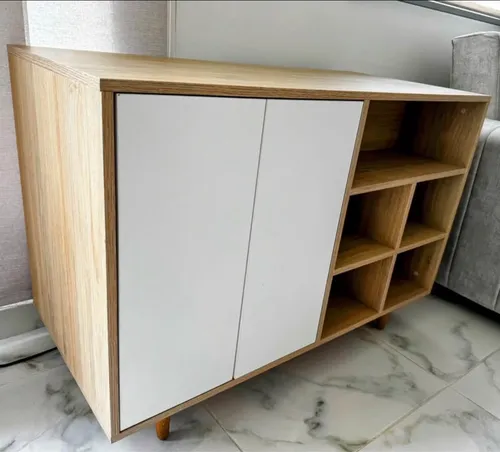 Cómoda Madera Color Arena Y Blanco. (Usado)