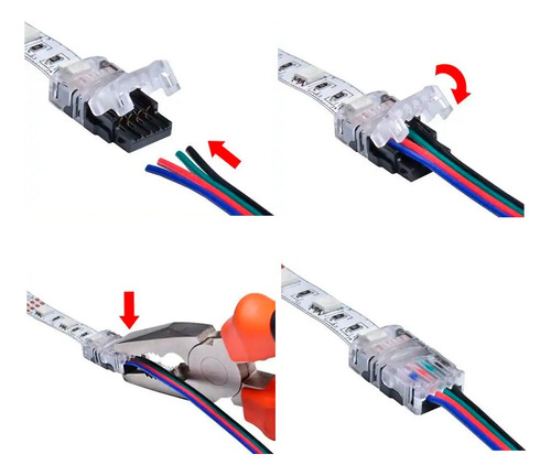 Adaptador Pinza Conector Para Tira De Led Rgb 5050 10mm Rgb