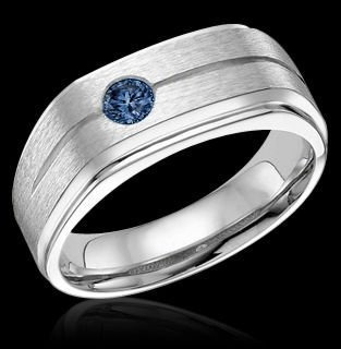 Elegante Anillo Caballero  Oro Plata  Zafiro Azul Fino