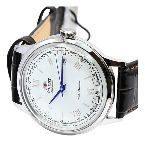 Reloj Orient Bambino Automatico Tac00009w0 Malla Marrón Bisel Plateado Fondo Beige