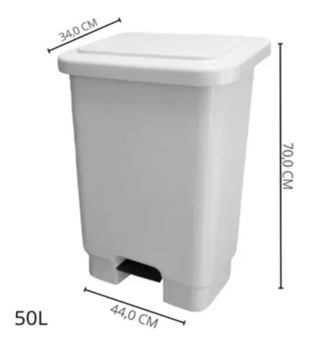 Lixeira Com Pedal Cesto 50 Litros Branca Resistente Anvisa