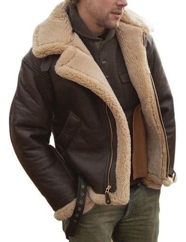 Chaqueta De Cuero Para Hombre Abrigo De Piel Gruesa Marrón