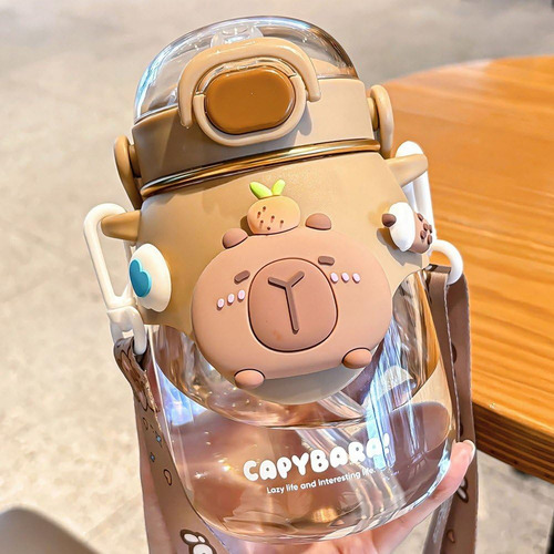 Yy Botella Agua Capybara Con Pajita Linda Botella De