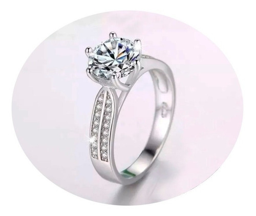 Imagen 1 de 10 de Anillo De Compromiso Plata Ley 925 Con Baño De Oro Blanco