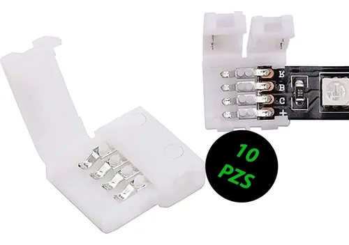 Pack De 10 Conectores LED En L De 2 Pines Para Tiras COB – 8 Mm, Sin Soldadura, Para 12V/24V