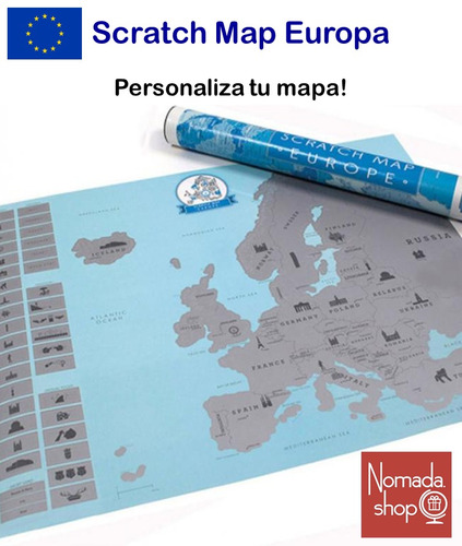 Poster Mapa Europa Scratch Map Raspadito Mochileros Viajeros