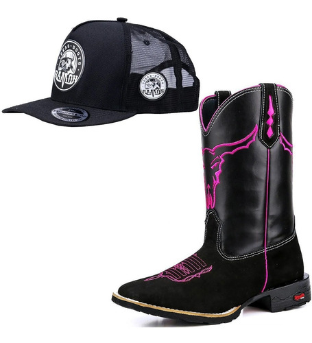 Kit Bota Texana Moda Country Em Couro + Brinde Confortavel 