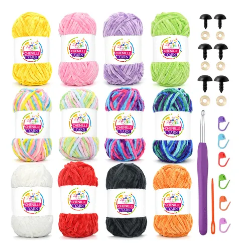 Yarfofun Rainbow Velvet Chenille De Yarfofun, Paquete De 12