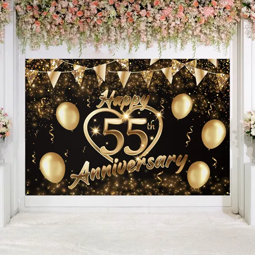Banner De Fondo Para Decoración De Feliz 55 Aniversario, Neg