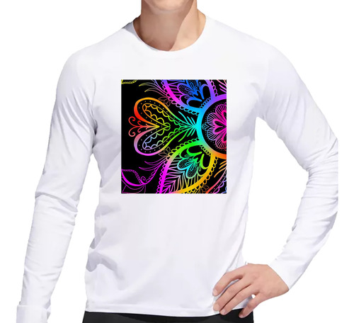 Remera Hombre Ml Mandala Lila Violeta Color Rosas Dibujo P5