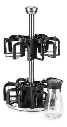 Imagen 5 de 10 de Especiero Porta Condimentos Acero Inox Frasco Vidrio X 12 Un