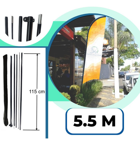 1 Asta De Bandera 5.5m Aluminio + Fibra De Vidrio