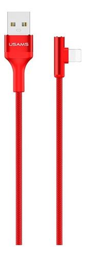 Cable A 90 Grados 1.2 M Con Luz Led Compatible Con iPhone Color Rojo