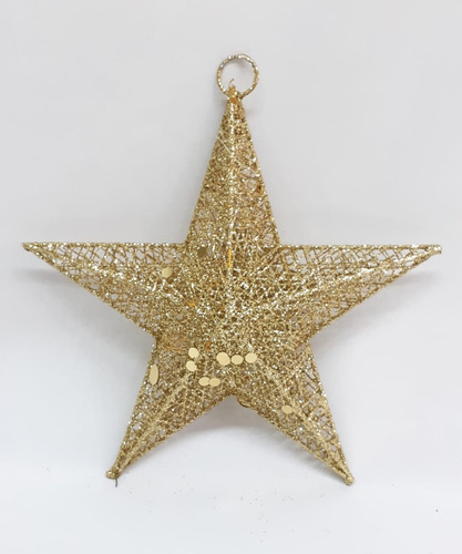 Estrella Alambre Navidad 25 Cm Oro Adorno Navideño Brillante