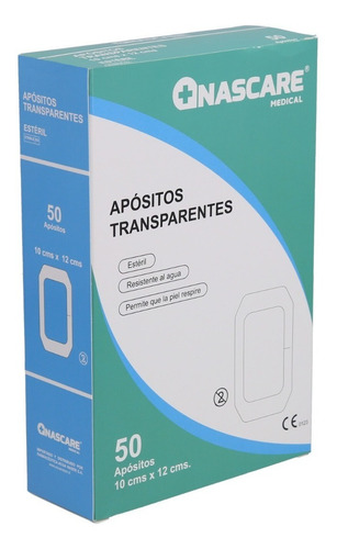 Pack 50 Apósito Adhesivo Transparente 10x12 - Nascare