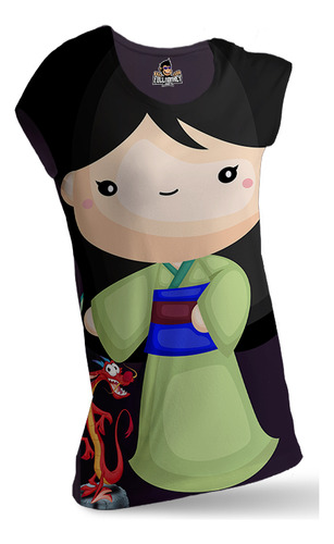 Camison Pijama Princesas Caricatura Mulan Guerrera Comoda