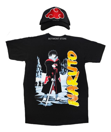 Camiseta Más Gorra. Saske Anime Combo Naruto 