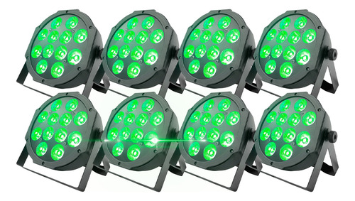Kit 8 Canhão Refletor 12x12w Rgbw Par Led Slim Quadriled Dj