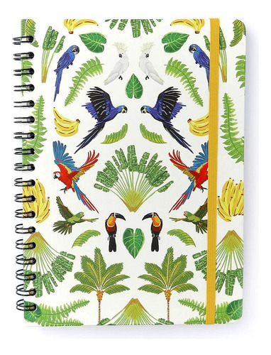 Caderno Espiral Pássaros Pautado 17x24 Floresta Tropical Bra