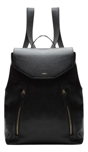 Mochila Arezzo Preta Grande Bolsos Cor Preto Desenho Do Tecido Lisa