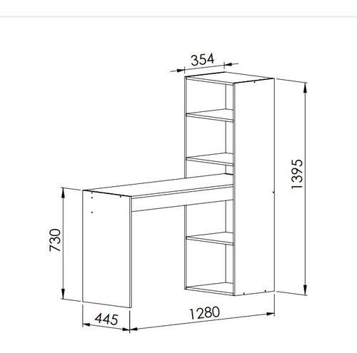 Imagen 3 de 4 de Escritorio Con Biblioteca Oficina Hogar Moderno Kromo-s