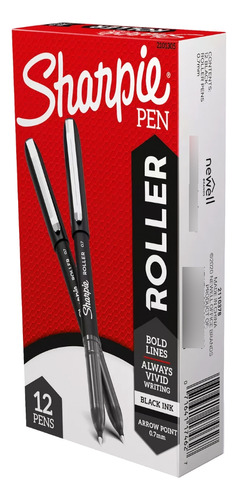 Bolígrafo Roller Pta Fina 0.7 Negro Caja 12 Uni Sharpie Rnl