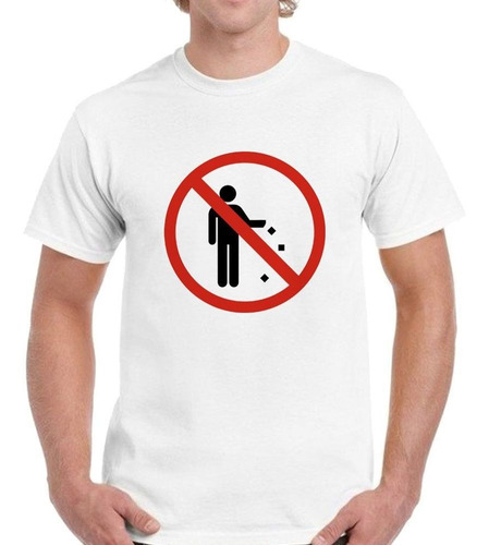 Remera De Hombre Señalizacion Prohibido Botar Basura