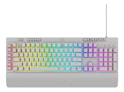 Imagen 1 de 6 de Teclado Gamer Redragon Shiva K512w Rgb Qwerty Español Latinoamérica Color Blanco Con Luz Rgb