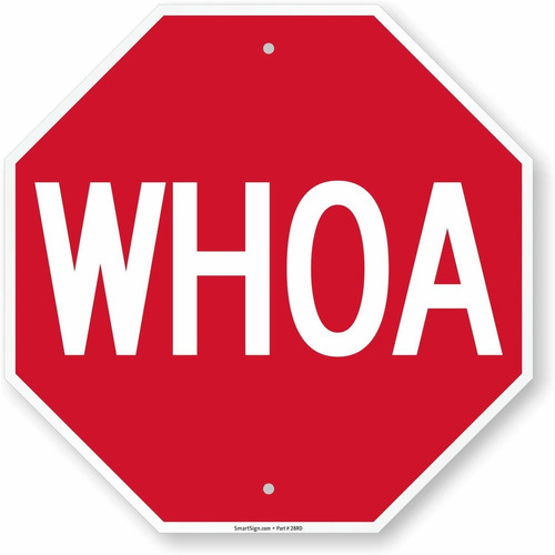 Smartsign Whoa Funny Stop Aluminio Blanco Rojo